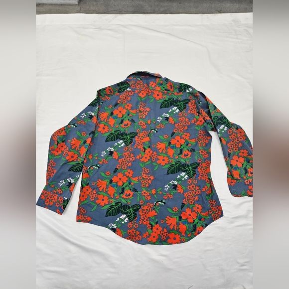 VTG Fruit of The Loom Teal & Orange floral blouse, Size XL - Picture 7 of 8
